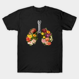 Breathing Spring Flower Lungs Black by Tobe Fonseca T-Shirt